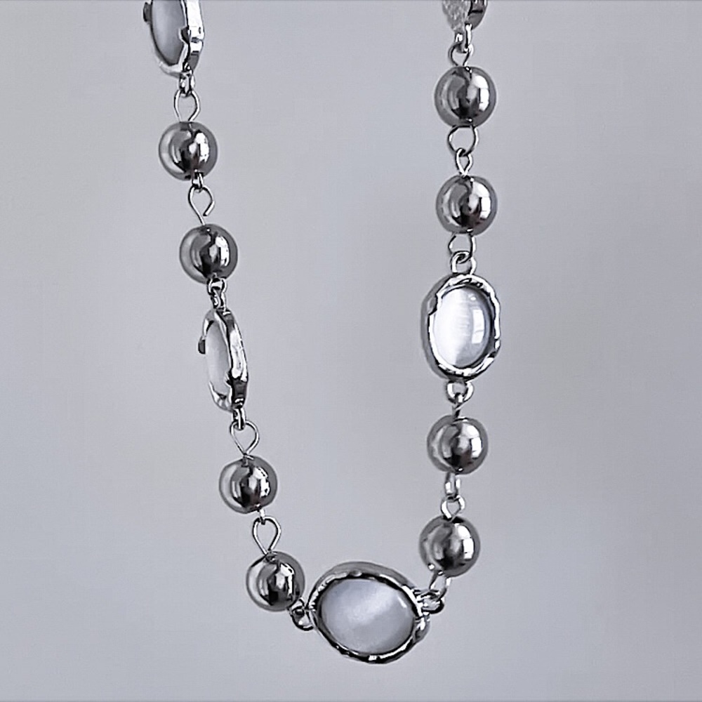 ⚜️𝟯𝟬%𝗢𝗙𝗙 𝗯𝘂𝗻𝗱𝗹𝗲𝘀 𝟯+⚜️ NEW Moonstone Trendy Silver Necklace - Picture 4 of 11
